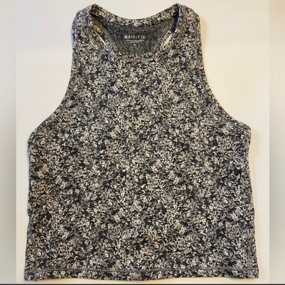 Athleta Shanti printed crop tank size small black, cream NWOT